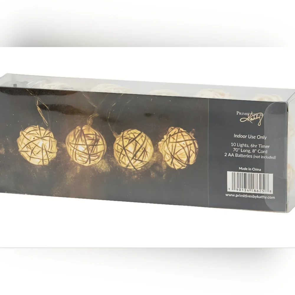 Primitives by Kathy Cream Rattan Globe Lights BNNU